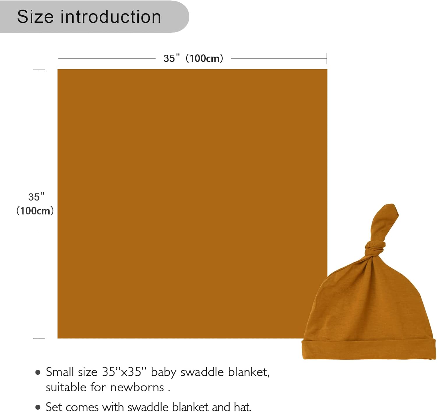 Aijoviko Newborn Swaddle Blanket with Hat Set 1