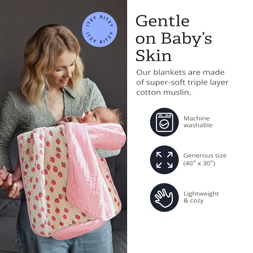 Itzy Ritzy Baby Blanket - Soft Cotton Muslin 30x40