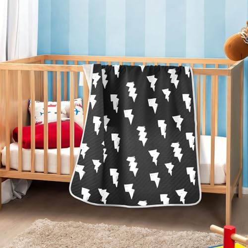 KICPOAY Doodle White Lightning Bolt Swaddle Blanket for Newborns