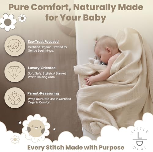 Little Dedi 100 Organic Cotton Baby Blanket - 30x40 Neutral Earth Ivory