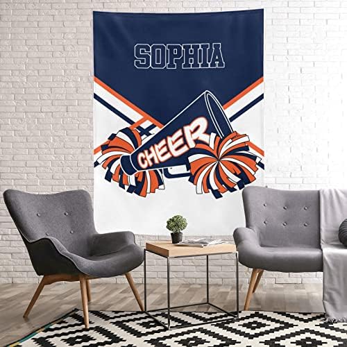 Cheerleader Orange Navy Blue Personalized Blanket