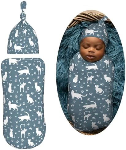 Muishi Newborn Swaddle Blanket Hat Set for Baby