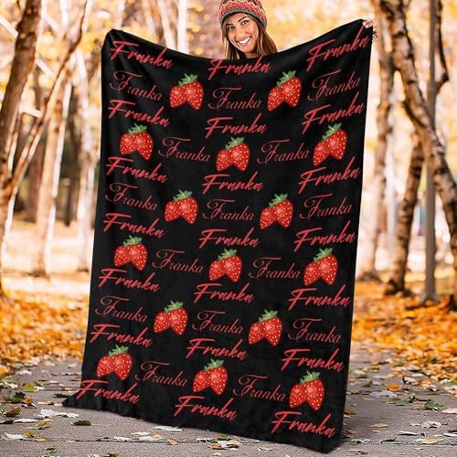 Custom Blanket with Name Text Red Strawberry Style 30x40inch
