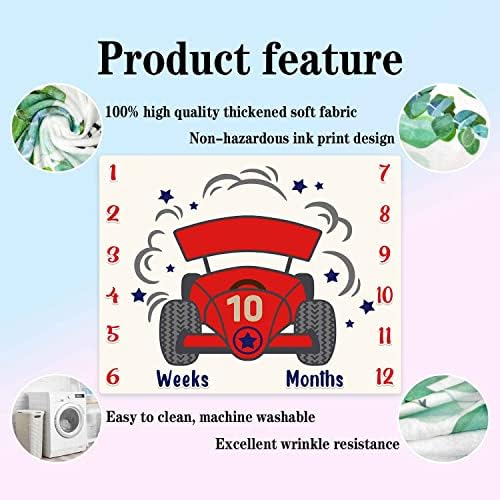 Racing Car Baby Milestone Blanket 48x40in