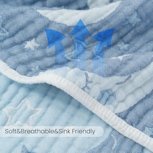 Soft 100 Cotton Muslin Baby Blanket with Moon Pattern