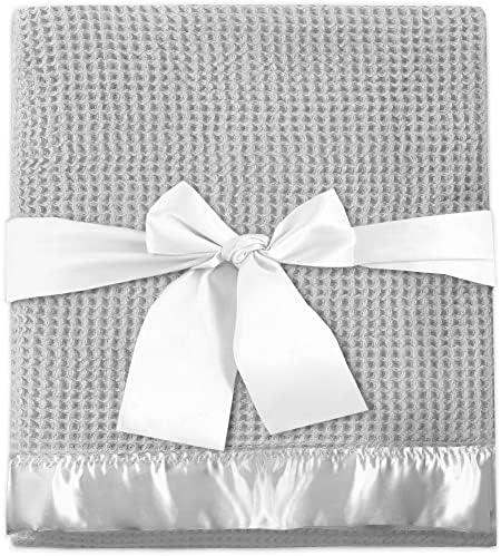 NADOBA Thermal Waffle Baby Blanket 36 x 50 with Satin Trim