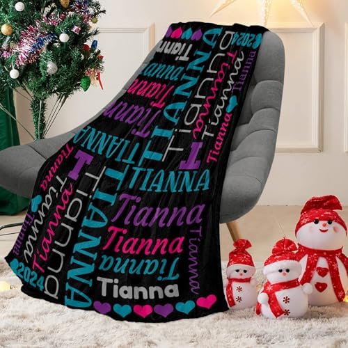 Custom Blanket with Name Text Soft Cozy Swaddling Blanket for Baby