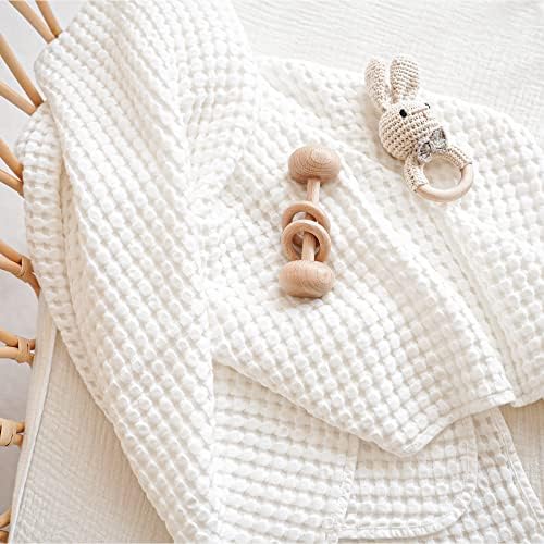 Konssy Waffle Baby Blanket - Soft Cozy Weightless Swaddle for Newborns