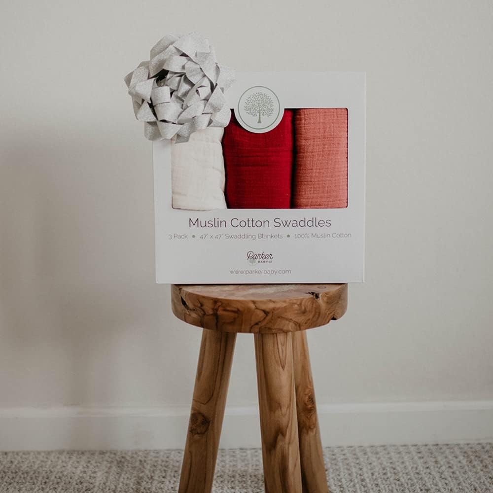 Parker Baby Co Muslin Swaddle Blankets - Rose Set Pack of 3 1
