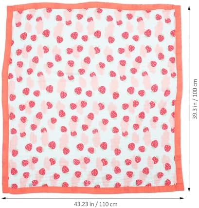 Baby Muslin Swaddle Blanket Red Strawberry Pattern 110x110cm