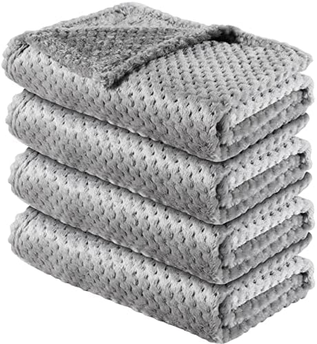 Kenning 4 Pcs Fuzzy Baby Blanket for Boys and Girls