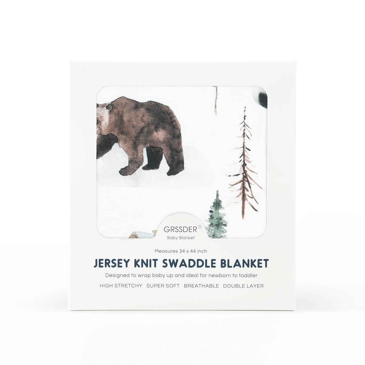 GRSSDER Super Soft Swaddle Blanket for Baby 34x44 Jungle BearRainbow Reversible Blanket