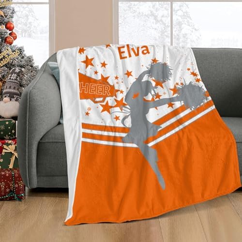 Custom Blanket with Name Cheer Star Orange 30x40inch Swaddling Blanket