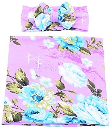 Galabloomer Newborn Baby Swaddle Blanket and Bow Set