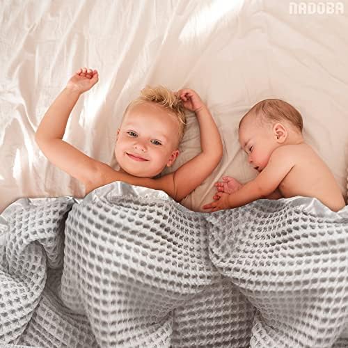 NADOBA Thermal Waffle Baby Blanket 36 x 50 with Satin Trim