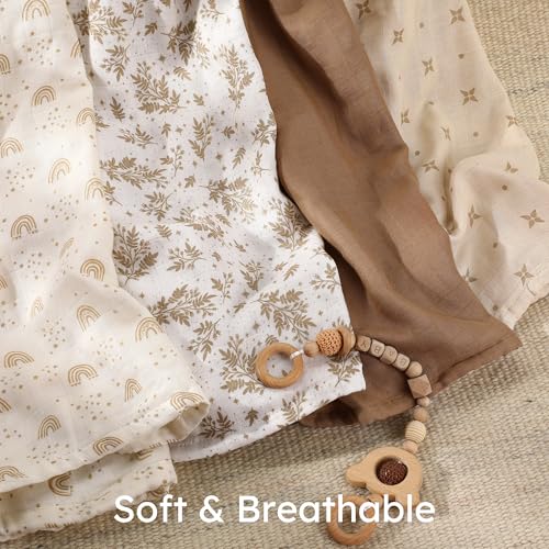 Yoofoss Muslin Swaddle Blankets 4-Pack 47x47 Baby Neutral Wrap