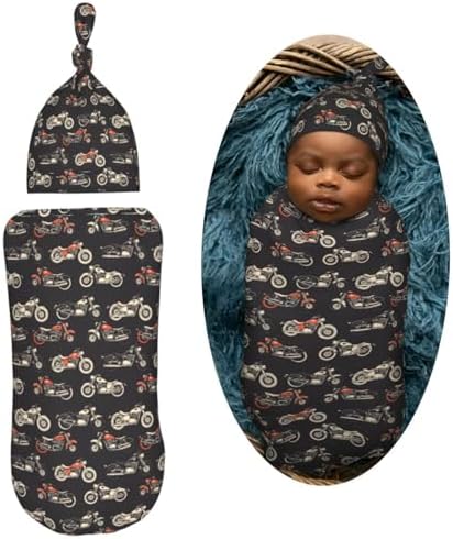 Muishi Motorcycles Swaddle Blanket Baby Hat Set
