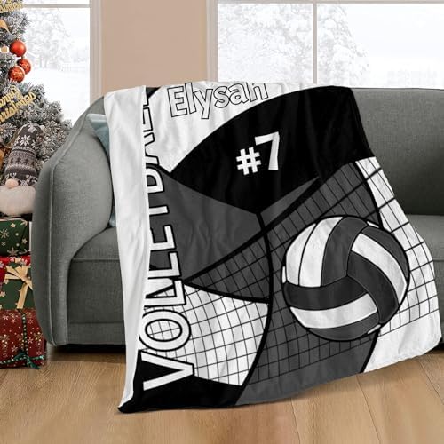 Custom Volleyball Grey Blanket with Name 30x40 Inch Swaddling Blanket
