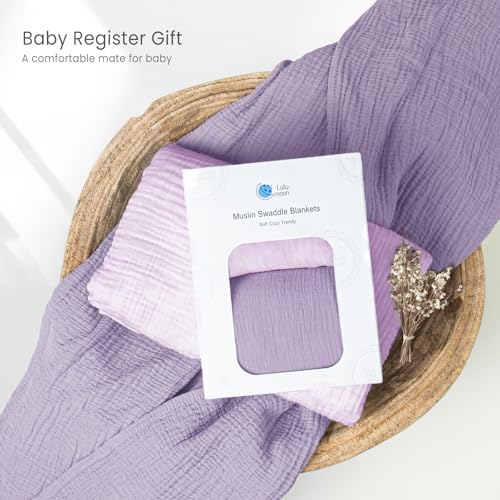 Lulumoon Muslin Swaddle Blanket 2Pack Purple