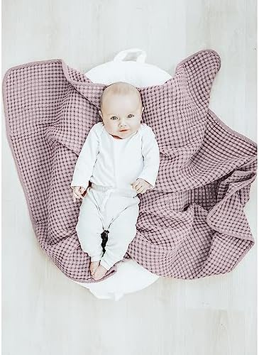 Konssy Waffle Baby Blanket - Soft Cozy Nursery Swaddle for Boys Girls