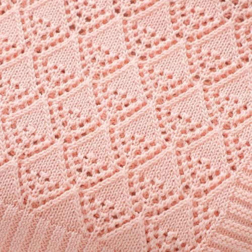 Neiwech Soft Cotton Swaddle Blanket 40x30 Inch Pink