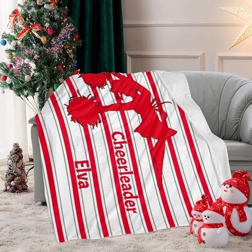 Custom Blanket with Name Text Cheerleader Stripe Red Swaddling Blanket 30X40inch