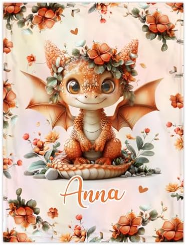 Hyturtle Personalized Dragon Baby Blanket - Cozy Fleece Blanket for Newborns
