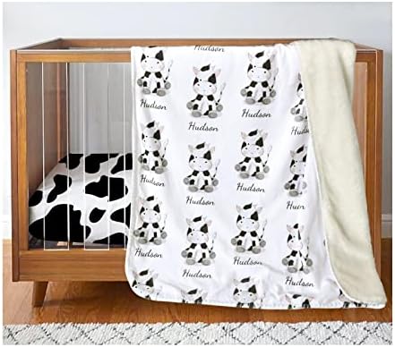 Custom Cow Print Baby Blanket with Name