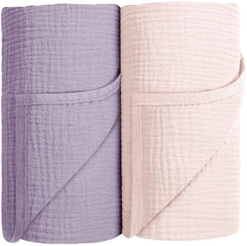 Susurration Muslin Swaddle Blanket 2Pack 40x40in Pink Purple