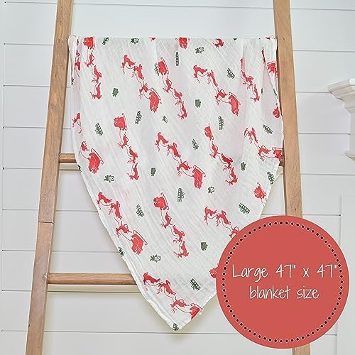 LollyBanks Reindeer Print Swaddle Blanket 100 Cotton 47x47 Inches