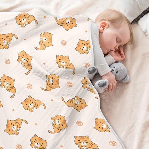 Cute Orange Cats Swaddle Blanket for Newborn Baby