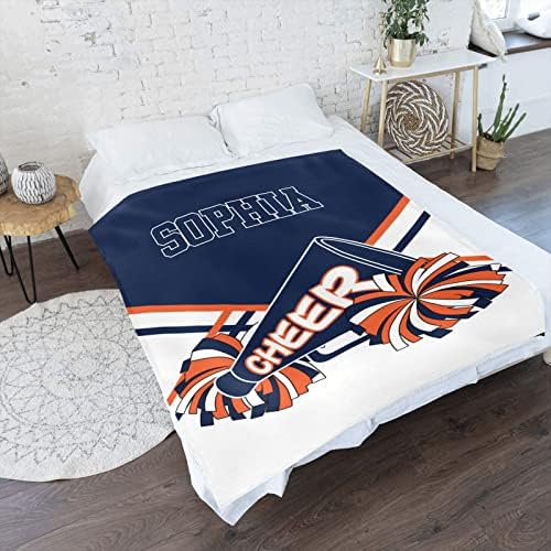 Cheerleader Orange Navy Blue Personalized Blanket