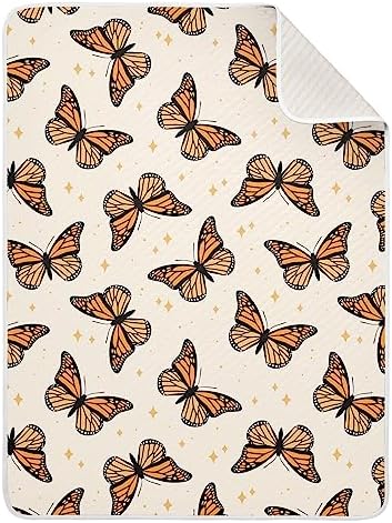 KICPOAY Swaddle Blanket for Brown Monarch Butterflies Baby Receiving Blanket