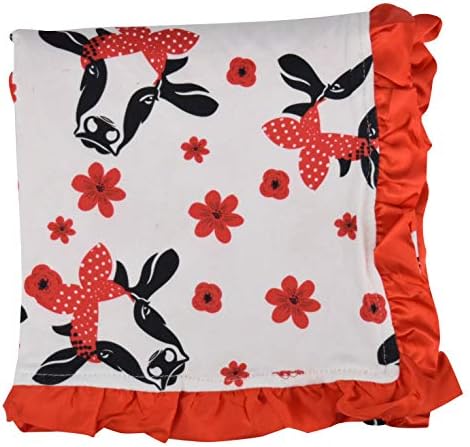 Unique Baby Soft Newborn Blanket with Satin Trim Red Cow 1
