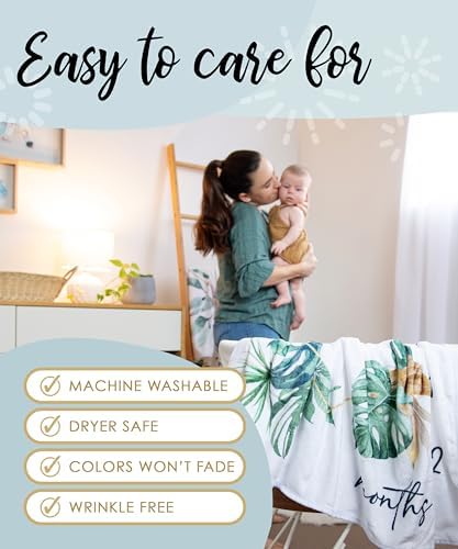 Calloo Baby Milestone Blanket - 46x46 Inches Monthly Growth Photo Prop