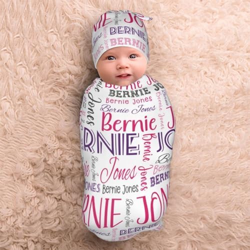 Personalized Baby Swaddle Set with Name Hat