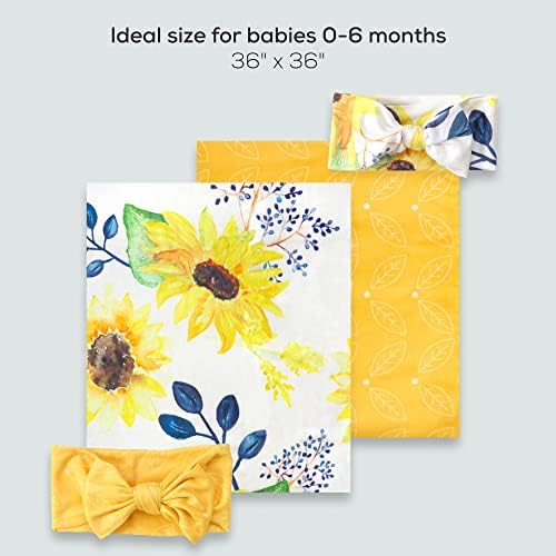 First Landings Newborn Swaddle Set - 36 x 36 with Matching Headbands