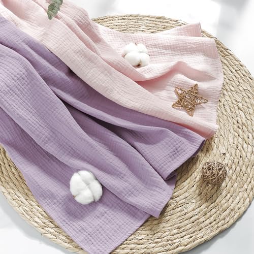Susurration Muslin Swaddle Blanket 2Pack 40x40in Pink Purple