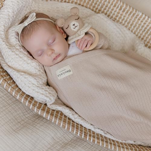 Organic Ribbed Swaddle Blanket - Oatmeal