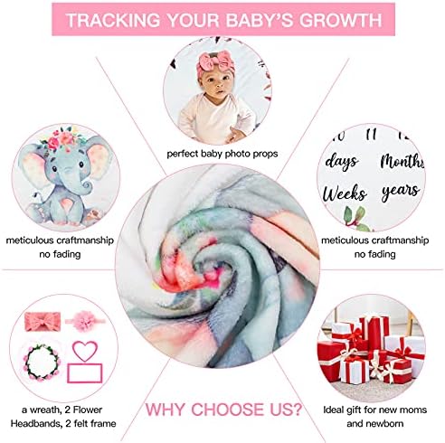SPOKKI 6 Piece Baby Milestone Blanket with Headband