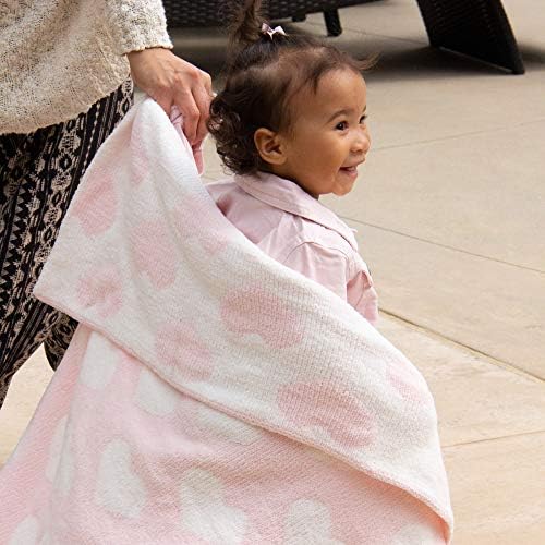 Living Textiles Pink Hearts Chenille Baby Blanket Reversible