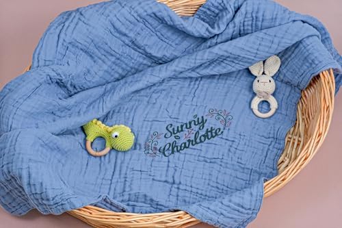 Personalized Muslin Swaddle Blanket - Beige