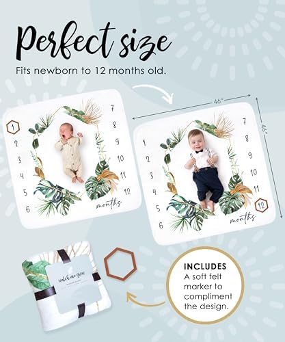 Calloo Baby Milestone Blanket - 46x46 Inches Monthly Growth Photo Prop
