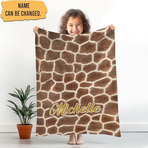 Hyturtle Personalized Giraffe Print Baby Blanket