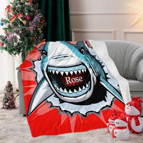 Custom Blanket with Name Shark Design 30x40 Inch Swaddling Blanket