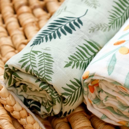 CoolaPeach 3 Pack Muslin Swaddle Blankets for Baby Boys and Girls