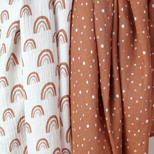 Gerber Baby 2-Pack Muslin Blanket Boho Rainbow Polka Dots