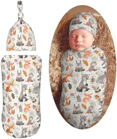 KiuLoam Newborn Swaddle Blanket with Hat Set