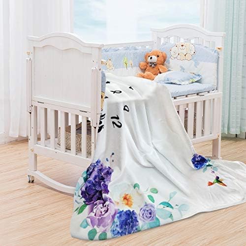 Tebaby Baby Monthly Milestone Blanket with Wreath Headband