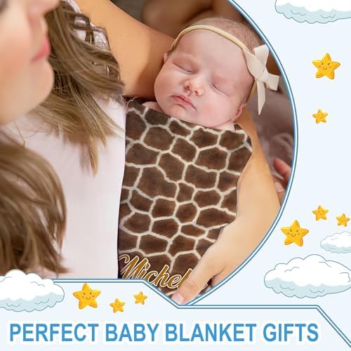 Hyturtle Personalized Giraffe Print Baby Blanket